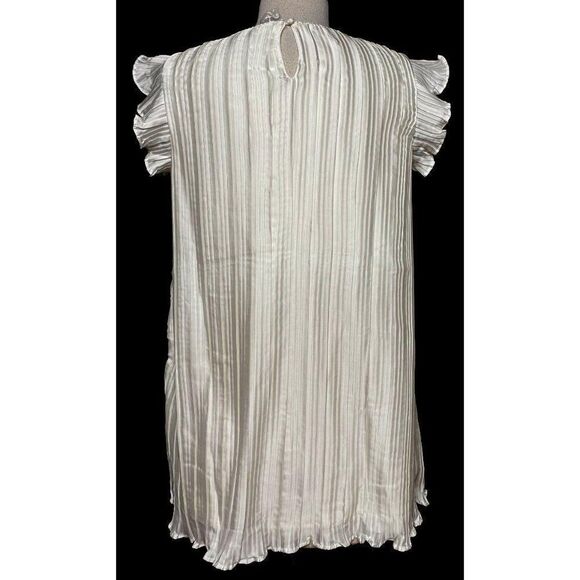 Jessica London Off White Accordion Pleat Ruffled Cap Sleeve Blouse 12W  NWOT - Picture 4 of 5